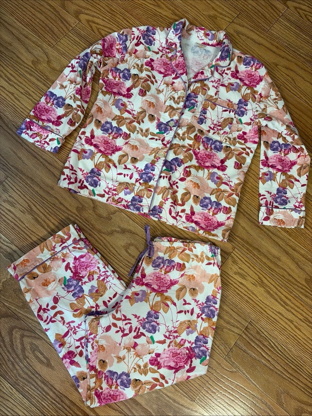 BedHead Pajamas Set Size XL Vibrant Watercolor Vintage Floral Luxury Cotton